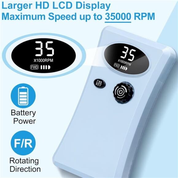 Electric Nail Drill,35000RPM Professional Nail Drill Machine,Portable Nail Drill - Picture 5 of 7